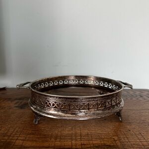 Antique Victorian Silverplate Pierced Serving Stand | Tea Sandwich Scone Holder